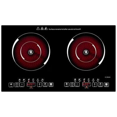 Imagem de Cooktop de Indução Elétrico de Cerâmica com 2 Queimadores de 60cm e Painel Digital, 110V 2000W, FVBADE, Preto