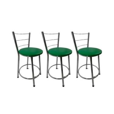 Imagem de Kit 3 Banquetas Bancos Baixa Bistrô Balcão Cozinha Cromada - FortMix, 