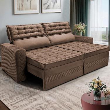 Imagem de Sofá 4 Lugares Cama inBox Cielo com Assento Retrátil, Encosto Reclinável em Suede Velusoft e 230cm de Largura