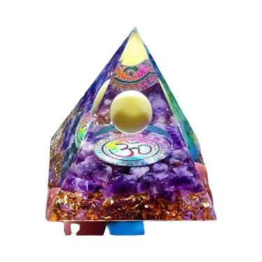 Imagem de Pirâmide De Orgônio De Ametista E Peridoto, Cristal De Cura Com Energi