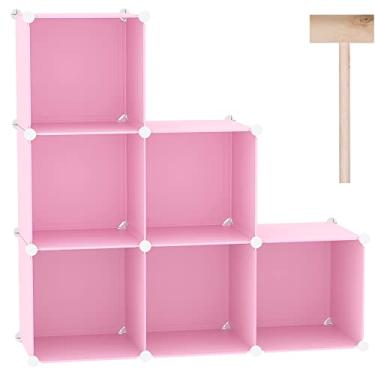 Imagem de C&AHOME Organizador de armazenamento de cubos, prateleiras de 6 cubos, armário de armário, prateleira modular de plástico DIY, ideal para quarto, sala de estar, escritório, 93 cm C x 31,5 cm L x 93 cm