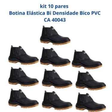 Imagem de Kit 10 Pares Botina Epi Bico Pvc Segurança Crival CA 40043, 39, Preto