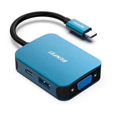 Imagem de Hub Adaptador Multiportas Benfei 4 Em 1 P/usb C Azul