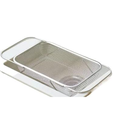 Imagem de Escorredor de pia inox peneira Alça retrátil fruteira alimentos(2 n)