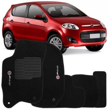 Imagem de Tapete Carpete Novo Fiat Palio 2012 à 2018 Preto Logo Bordado Jogo 5 P