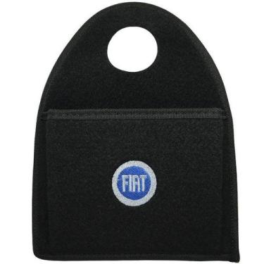 Imagem de Lixeira Lixinho Automotiva Carro Carpete Logo Bordado Fiat Azul para C