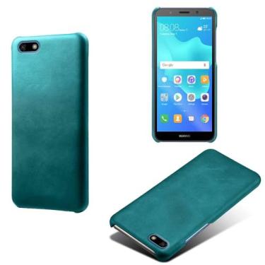Imagem de Capa para Huawei Y5 Prime 2018,Proteção contra quedas,Casca de volta de cor sólida simples,Design de couro de imitação de plástico-Green