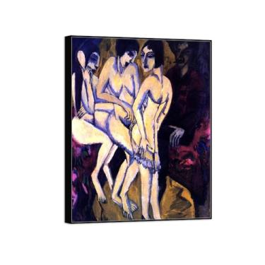 Imagem de Impressão em tela pintura famosa arte de parede pôster feminino moldura preta para sala de estar banheiro decoração de casa 70 x 90 cm 27 x 35 pol