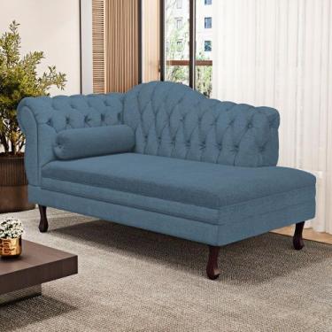 Imagem de Divã Recamier Chaise Longue Lavínia 150cm Capitonê Pés de Madeira Linh