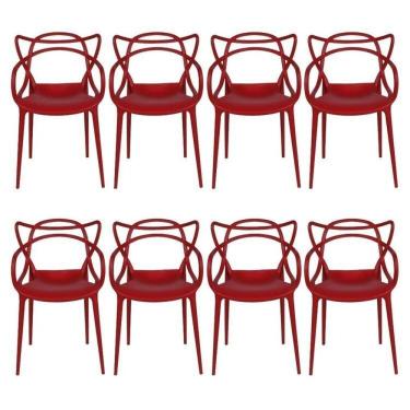 Imagem de Kit com 8 Cadeiras para Sala de Jantar Allegra Solna Vermelho