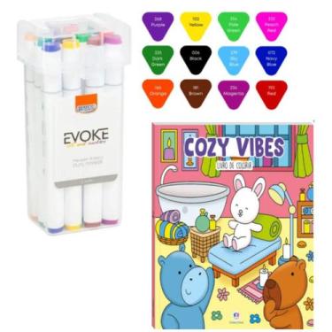 Imagem de 12 Canetas Marcadora Dual Marker + Bobbie Goods Anti Stress - Brw