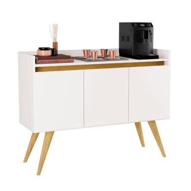 Imagem de Aparador Buffet Sala Gold 3 Portas com Pés de Madeira Maciça - MOVEIS 