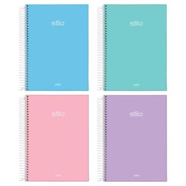 Imagem de Kit 4 Caderno Universitário Espiral Grande Tom Pastel 80 folhas - jand