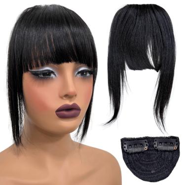 Imagem de Franja postiça aplique cabelo humano preto natural topo