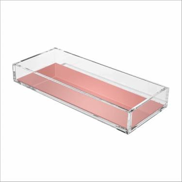 Imagem de Bandeja para Lavabo em Acrílico transparente e fundo Espelhado (Rosé)