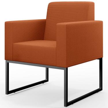 Imagem de Poltrona Para Sala De Estar Base Fixa De Metal Helô L02 Tecido Terracota - Lyam Decor