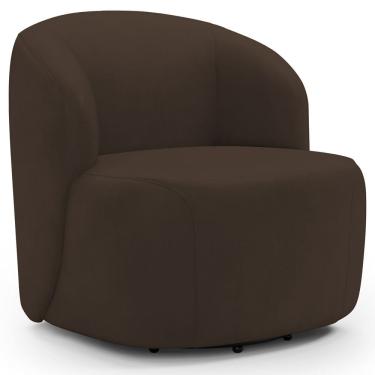 Imagem de Poltrona Giratória Orgânica Para Sala Living Heidy F04 Veludo Marrom - Lyam Decor