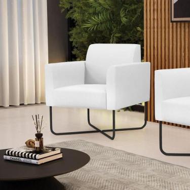Imagem de Poltrona Base X Industrial Preto Marisa material sintético Branco - D'