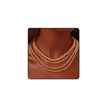 Imagem de Conjunto de colares femininos com contas douradas e prateadas em camadas, punk, hip hop, grosso, empilhável, miçangas, colarinho, gargantilha para mulheres, Large, CCB, Sem Pedra Preciosa