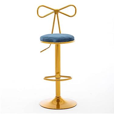 Imagem de Cadeira de bar, cadeira de bar, dourada, giratória, elevatória, criativa, mobiliário doméstico, leve, banco alto de luxo, com encosto em forma de nó de metal, bancos de bar ajustáveis (cor: D)