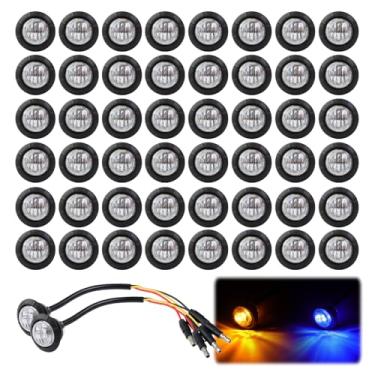 Imagem de TMH 50 peças de luz de marcador de cor dupla de âmbar a azul com plugue conector, sinal de parada auxiliar, luzes de bala de liberação de marcador lateral para caminhonete caminhonete RV