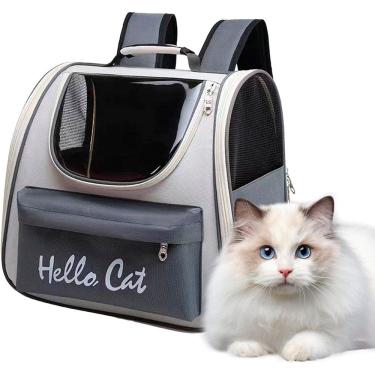Imagem de Bolsa Mochila Transporte Pet Gato Animais Estimaçao Bolsos Ventilaçao Visao Panoramica Viagem Passeio Caminhada