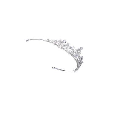 Imagem de Coroa Tiara Cabelo Noiva Prata Princesa Zirconia E Strass
