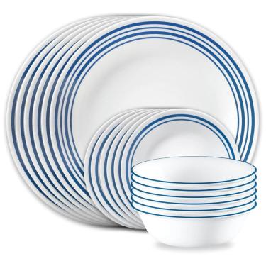 Imagem de Aparelho de Jantar Corelle Vitrelle 18 Peças para Servir 6 Pessoas, Resistente a Rachaduras,Modelo Laila