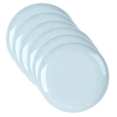 Imagem de YuanQ Pacote com 6 pratos de jantar, jogo de pratos de plástico espesso inquebrável, liso, reutilizável, para cozinha, lava-louças e micro-ondas, conjunto de 6 (azul, 25,4 cm)