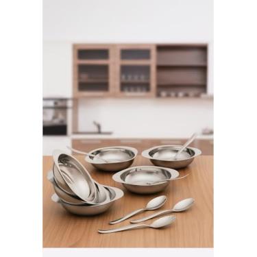 Imagem de Conjunto de Sobremesa em Aço Inoxidável, 12 Peças, 6 Tigelas e 6 Colheres