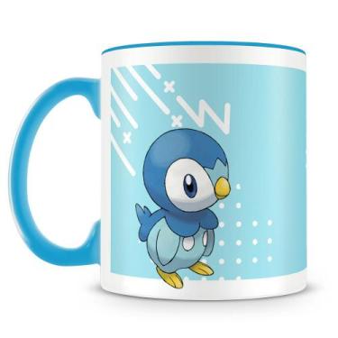 Imagem de Caneca Personalizada Pokémon Piplup de Porcelana com Alça Azul Claro -