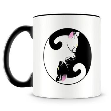 Imagem de Caneca de Porcelana Gato Yin Yang - 325ml - Amo Canecas