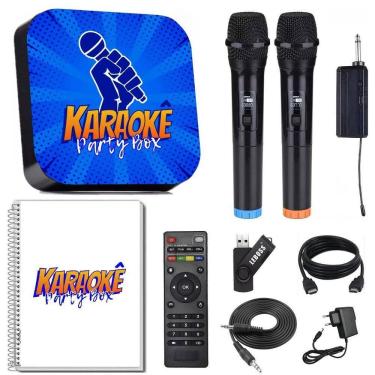 Imagem de Karaoke Party Box Azul +2 Microfones Sem Fio + Catálogo