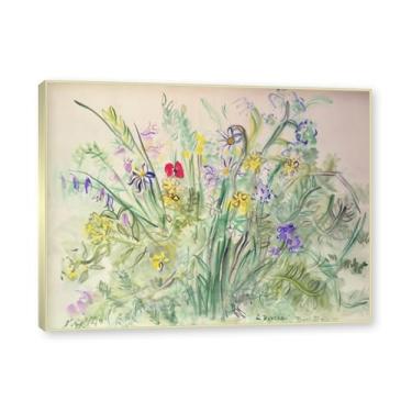 Imagem de NHLDZYH Moldura de champanhe. Impressões Raoul Dufy, (flores silvestres), pôster de viagem vintage, arte impressionista, imagem de arte de parede em tela para decoração de casa. 40 x 50 cm-15,8 x 19,7