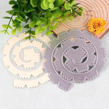 Imagem de Matrizes de corte de metal de flor enroladas em espiral grande 3D para fazer cartões, faça você mesmo, recortes, moldes florais em relevo, para artesanato em papel, casamento, aniversário, cartões