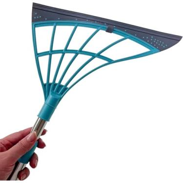 Imagem de Rodo Mágico Multiuso com Cabo Retrátil, Silicone Flexível Azul Turquesa, Base 30cm, para Vidros, Pisos e Superfícies, com Sistema MOP