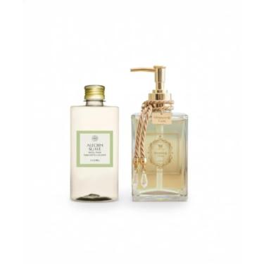 Imagem de Kit Refil Sabonete Líquido Hidratante + Porta Sabonete Líquido De Vidro Linha Presente Luxo (Dourado)