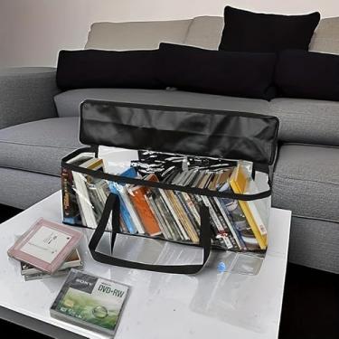 Imagem de Bolsas de armazenamento de DVD – Estojo de suporte de mídia de PVC transparente com alças, cada bolsa comporta até 40 DVDs
