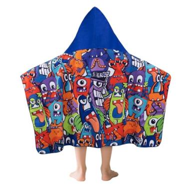 Imagem de Toalha de banho de praia infantil com capuz para meninos meninas (3-12 anos) macia e absorvente com capuz toalha de banho para piscina desenho animado bonito 100% algodão com capuz toalhas poncho