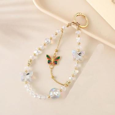 Imagem de Pulseira feminina com contas - Linda pulseira antiqueda com berloques - corrente multifuncional compatível com todos os smartphones (branco)