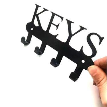 Imagem de Suporte de chaveiro, organizador de ganchos, suporte de parede montado na parede com 4 ganchos, decoração de metal para entrada, porta da frente, cozinha, corredor, garagem, vaso sanitário, escritório