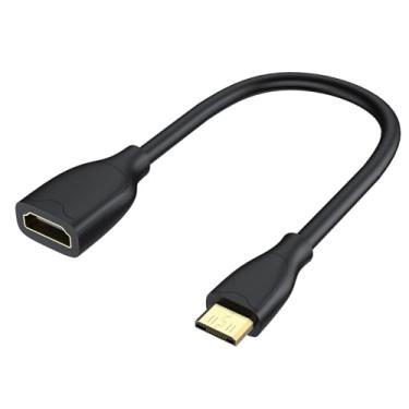 Imagem de Mini cabo HDMI para HDMI, adaptador Mini-HDMI macho para HDMI fêmea de 0,2 m, suporta 4K 60Hz, 3D, para câmera, filmadora, placa gráfica, laptop, tablet, HDTV, projetor, 0,2 m, preto