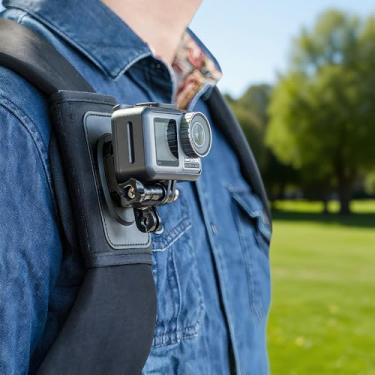 Imagem de Clipe antiderrapante para alça de ombro para GoPro Hero 13/12/11/10/9/8 MAX, OSMO Action 3/4/5 Pro, Insta360 X5/X4/X3/Ace Pro 2, AKASO – Suporte de cinto para ciclismo, caminhadas, viagens