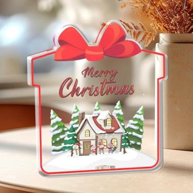 Imagem de Decoração de mesa de Natal para casa de inverno, Feliz Natal, placa acrílica, decorações de Natal para casa, casa de fazenda, mesa, manto, prateleira