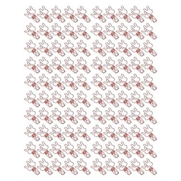 Imagem de QANYEGN Grampos multicoloridos do fio do metal, grampos das pastas do coelho, clipe de papel colorido oco para fora do organizador de papel para o papel da roupa dos documentos (Ouro Rosa)
