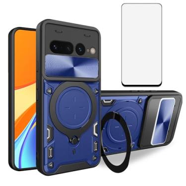 Imagem de Asuwish Capa de celular para câmera deslizante Google Pixel 7 Pro 5G, capa magnética com protetor de tela de vidro temperado e suporte de anel, acessórios híbridos para celular Pixel7Pro Pixel7 XL