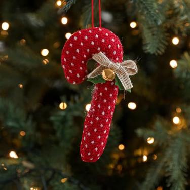 Imagem de Enfeite de árvore de Natal, enfeite para pendurar bengala doce, portátil, decoração sazonal, presente de feriado (vermelho, 13 cm x 7 cm)