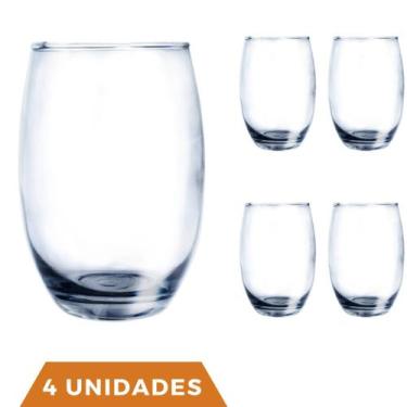 Imagem de Copo de Vidro Aruba Redondo Luxo 465ml Suco Agua Nadir 4Un - NADIR FIG