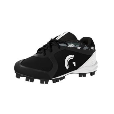 Imagem de Chuteiras de beisebol Guardian Blaze para meninos e meninas Sapatos Jovens Criança pequena Rubber Turf Little League, Preto/cinza/branco., 1 Little Kid
