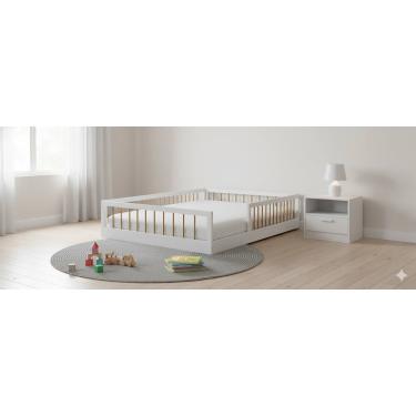 Imagem de Cama Baixa Moderna Casal Lume - MobiBaby